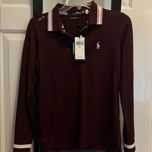 🆕 Ralph Lauren Burgundy Long Sleeve polo Shirt
